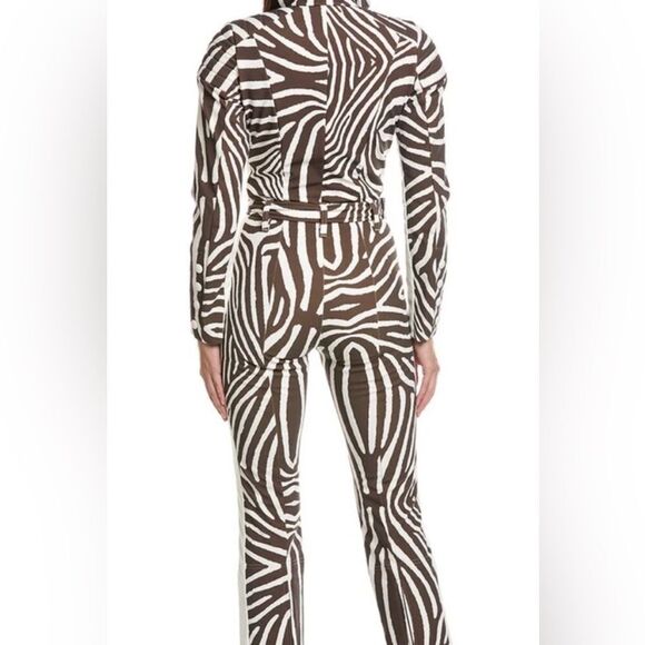 Bogner Misha Zebra Print Ski Suit Jumpsuit NWT US 6 White Brown Padded - Picture 2 of 10